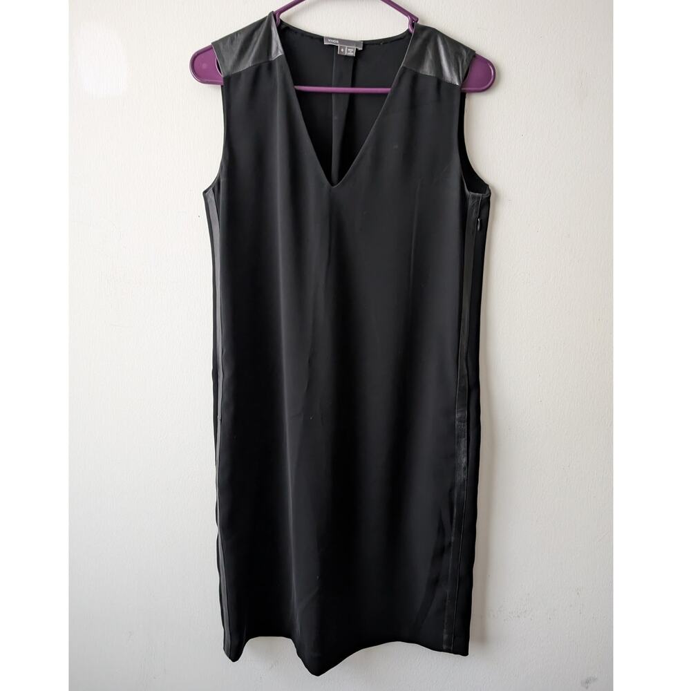 vince leather trim dress